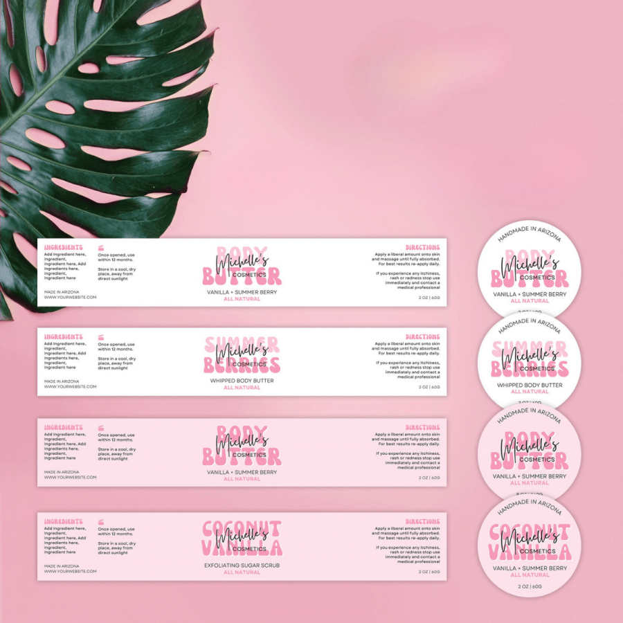 Cosmetic Jar Rectangle Labels